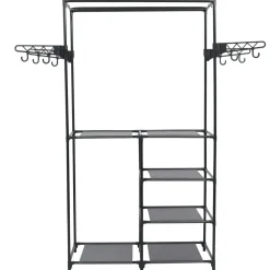 vidaXL Kledingrek 87x44x158 cm staal en nonwoven stof zwart