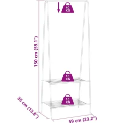 vidaXL Kledingrek 59x35x150 cm zwart
