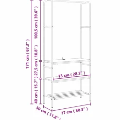 vidaXL Kledingrek Zwart eiken 77 x 30 x 171 cm Bewerkt hout