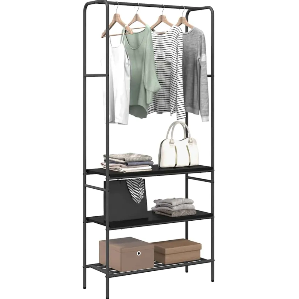 vidaXL Kledingrek Zwart eiken 77 x 30 x 171 cm Bewerkt hout