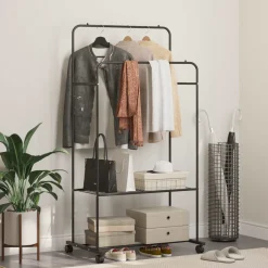 vidaXL Kledingrek Zwart 80 x 53 x 156 cm