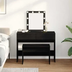 vidaXL Kleedkamer Kruk Zwart eiken 70 x 35 x 45 cm Bewerkt hout