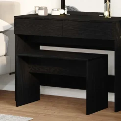 vidaXL Kleedkamer Kruk Zwart eiken 70 x 35 x 45 cm Bewerkt hout