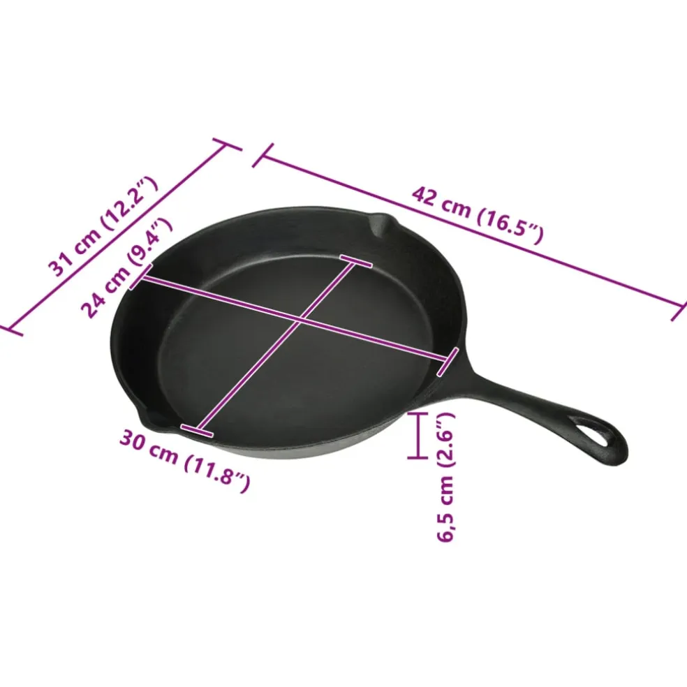 vidaXL Koekenpan gietijzer 30 cm rond