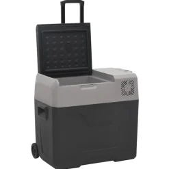 vidaXL Koelbox met wielen en adapter 40 L polypropeen zwart en grijs