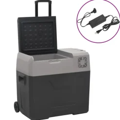 vidaXL Koelbox met wielen en adapter 30 L polypropeen zwart en grijs