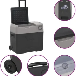 vidaXL Koelbox met wielen en handvat 50 L polypropeen zwart en grijs