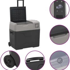 vidaXL Koelbox met wielen en handvat 40 L polypropeen zwart en grijs