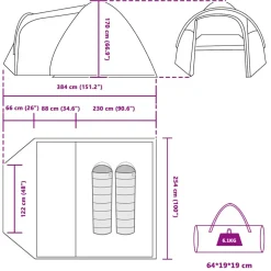 vidaXL Koepeltent 6-persoons Groen