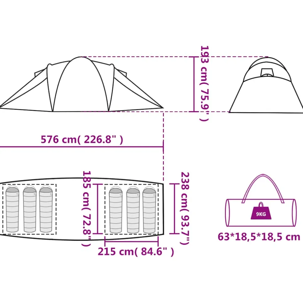 vidaXL Koepeltent 6-persoons waterdicht blauw