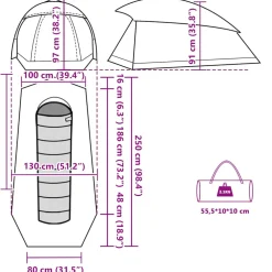 vidaXL Koepeltent 1-persoons waterdicht groen