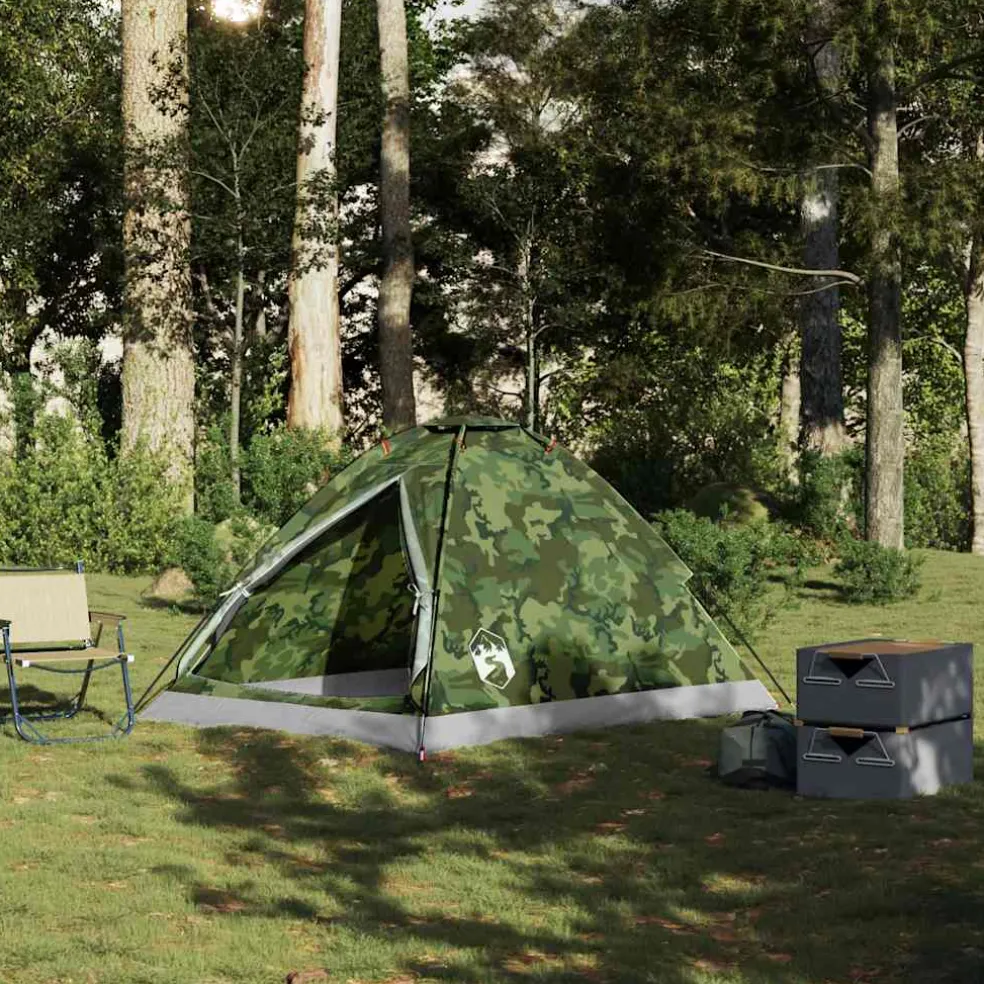 vidaXL Koepeltent 2-persoons waterdicht camouflage