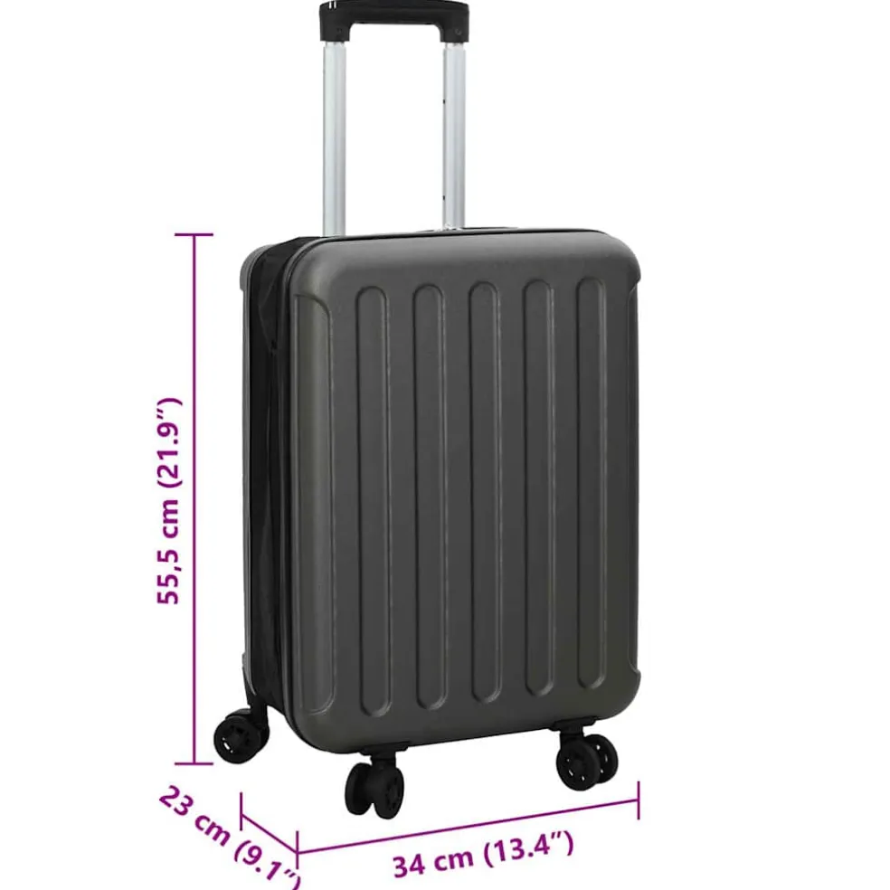 vidaXL Koffer met slot Donkergrijs 34 x 23 x 55.5 cm ABS Kunststof