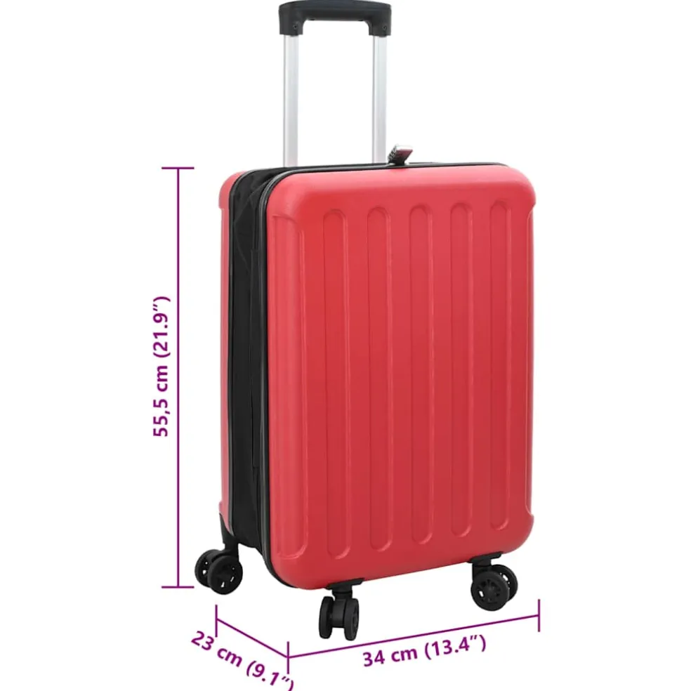 vidaXL Koffer met slot Rood 34 x 23 x 55.5 cm ABS Kunststof