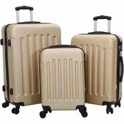 vidaXL Koffer met slot 3 st champagne 50 x 31 x 78 cm ABS Kunststof