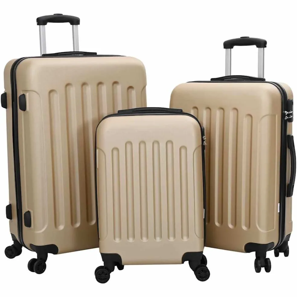 vidaXL Koffer met slot 3 st champagne 50 x 31 x 78 cm ABS Kunststof