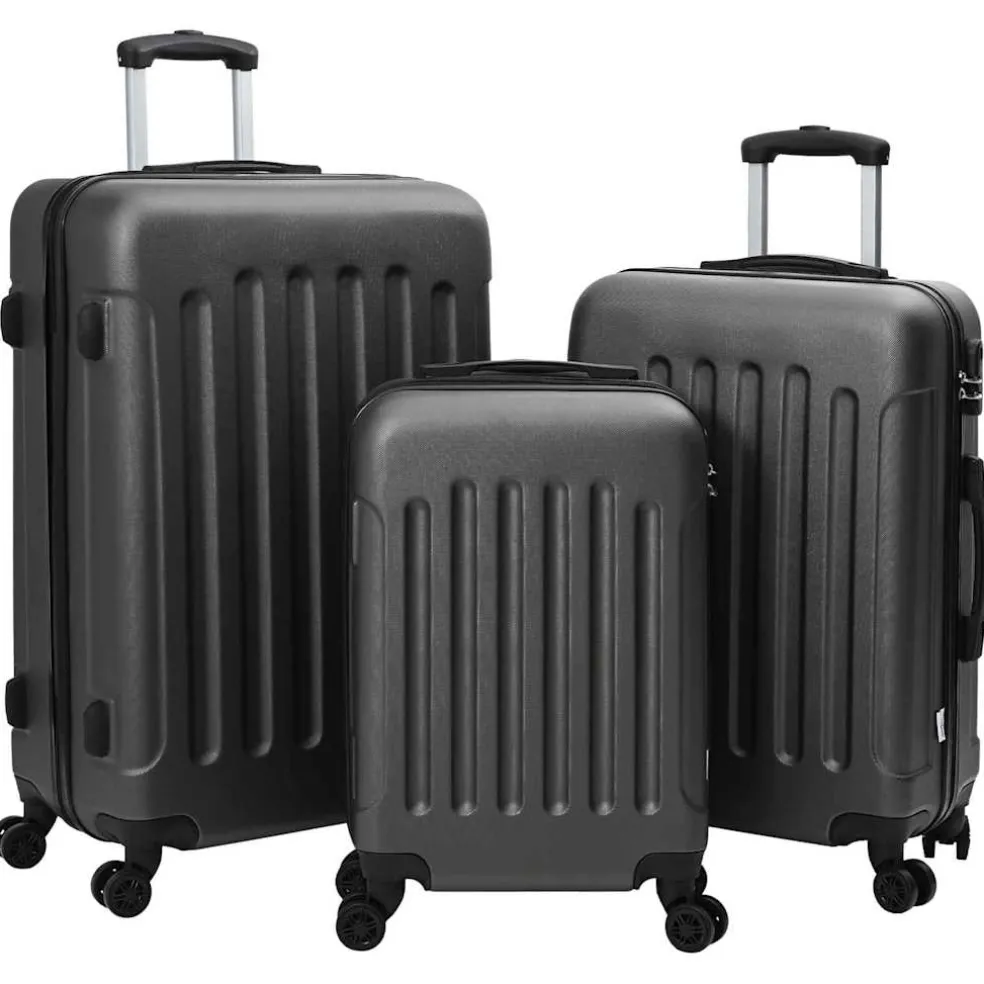 vidaXL Koffer met slot 3 st Donkergrijs 50 x 31 x 78 cm ABS Kunststof