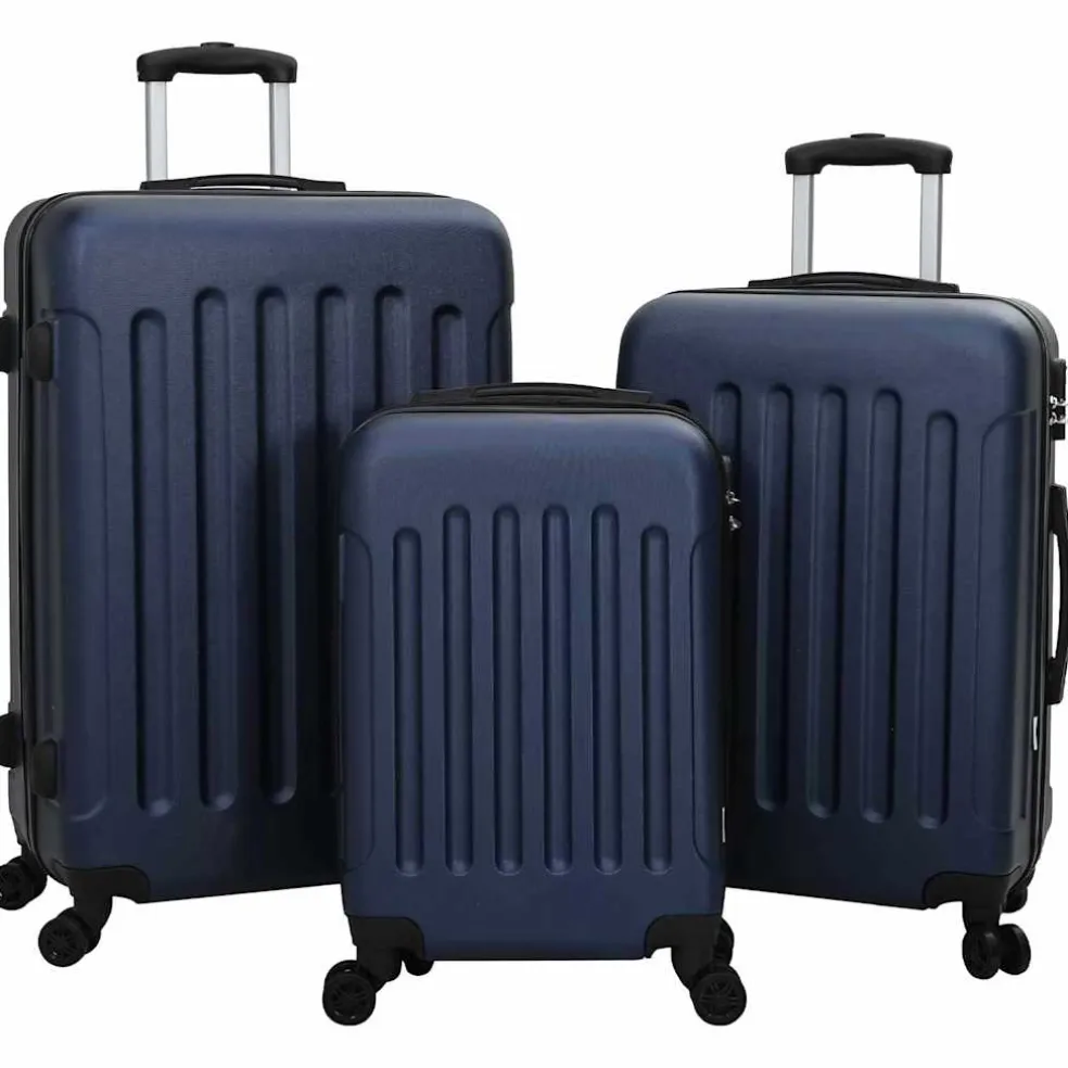 vidaXL Koffer met slot 3 st Donkerblauw 50 x 31 x 78 cm ABS Kunststof