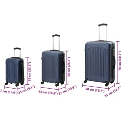 vidaXL Koffer met slot 3 st Donkerblauw 50 x 31 x 78 cm ABS Kunststof
