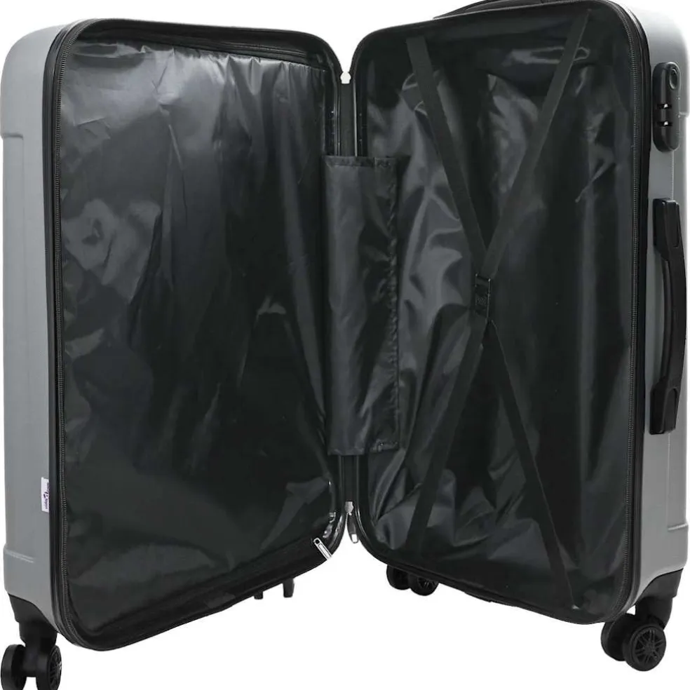 vidaXL Koffer met slot 3 st zilver 50 x 31 x 78 cm ABS Kunststof