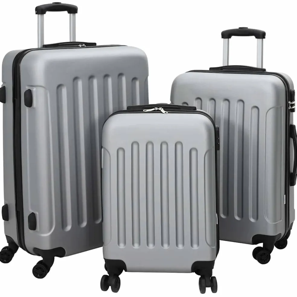 vidaXL Koffer met slot 3 st zilver 50 x 31 x 78 cm ABS Kunststof