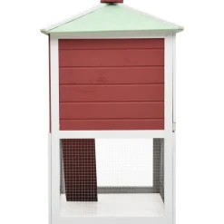 vidaXL Konijnenhok twee verdiepingen hout rood