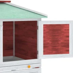 vidaXL Konijnenhok twee verdiepingen hout rood