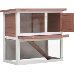 vidaXL Konijnenhok voor buiten met 1 deur hout rood