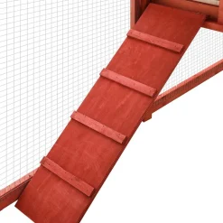 vidaXL Konijnenhok voor buiten met ren massief vurenhout rood en wit