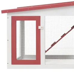 vidaXL Konijnenhok voor buiten groot 201x45x85 cm hout rood en wit