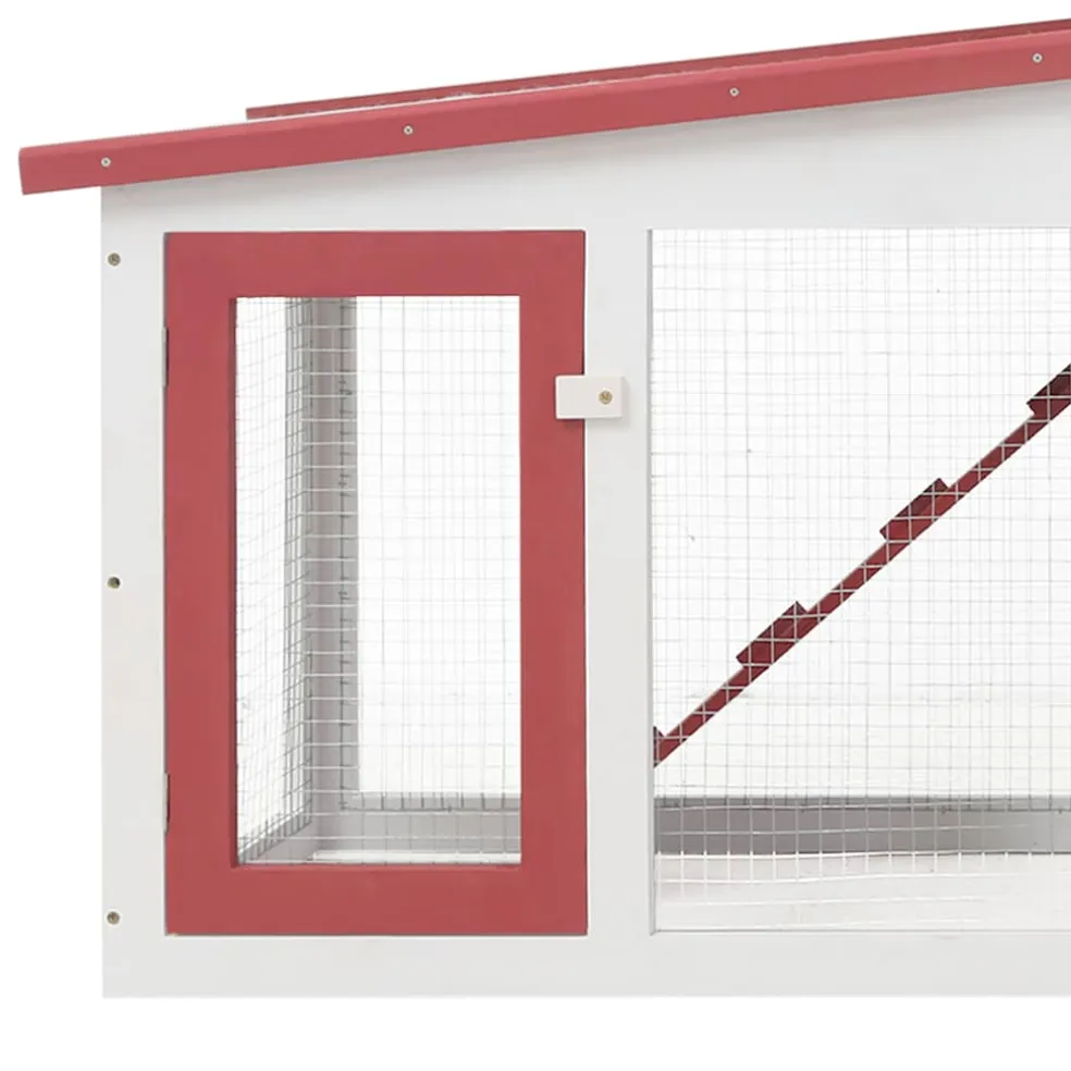 vidaXL Konijnenhok voor buiten groot 201x45x85 cm hout rood en wit