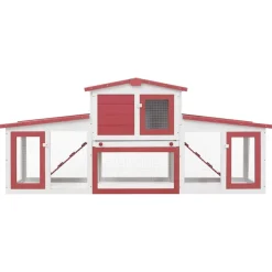 vidaXL Konijnenhok voor buiten groot 201x45x85 cm hout rood en wit