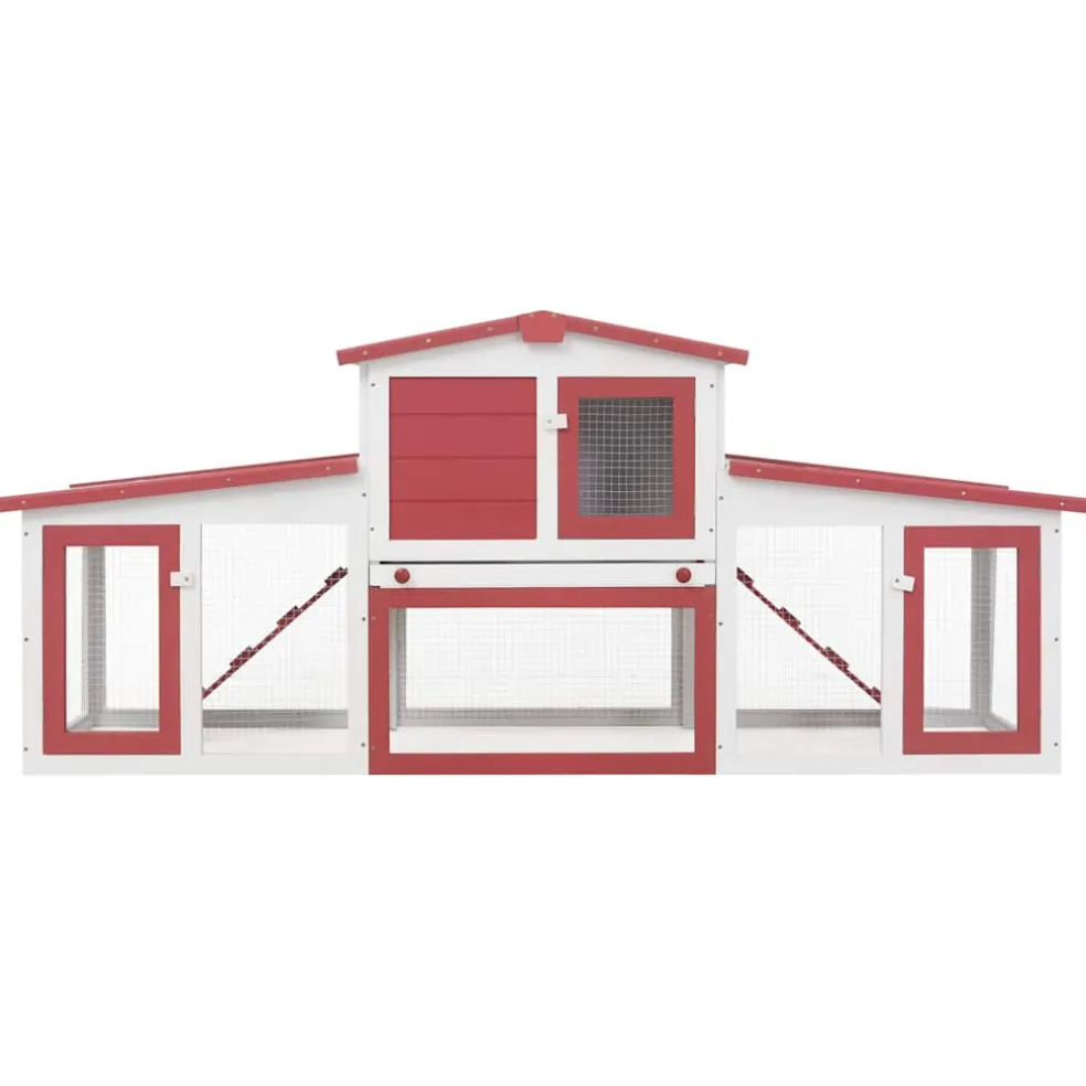 vidaXL Konijnenhok voor buiten groot 201x45x85 cm hout rood en wit