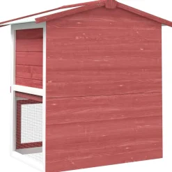 vidaXL Konijnenhok voor buiten met 3 deuren hout rood