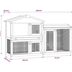 vidaXL Konijnenhok voor buiten groot 145x45x84 cm hout bruin en wit