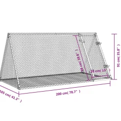 vidaXL Konijnenhok 200x105x91 cm gegalvaniseerd staal zilverkleurig