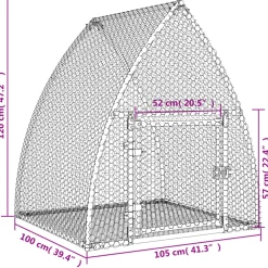 vidaXL Konijnenhok 105x100x120 cm gegalvaniseerd staal zilverkleurig