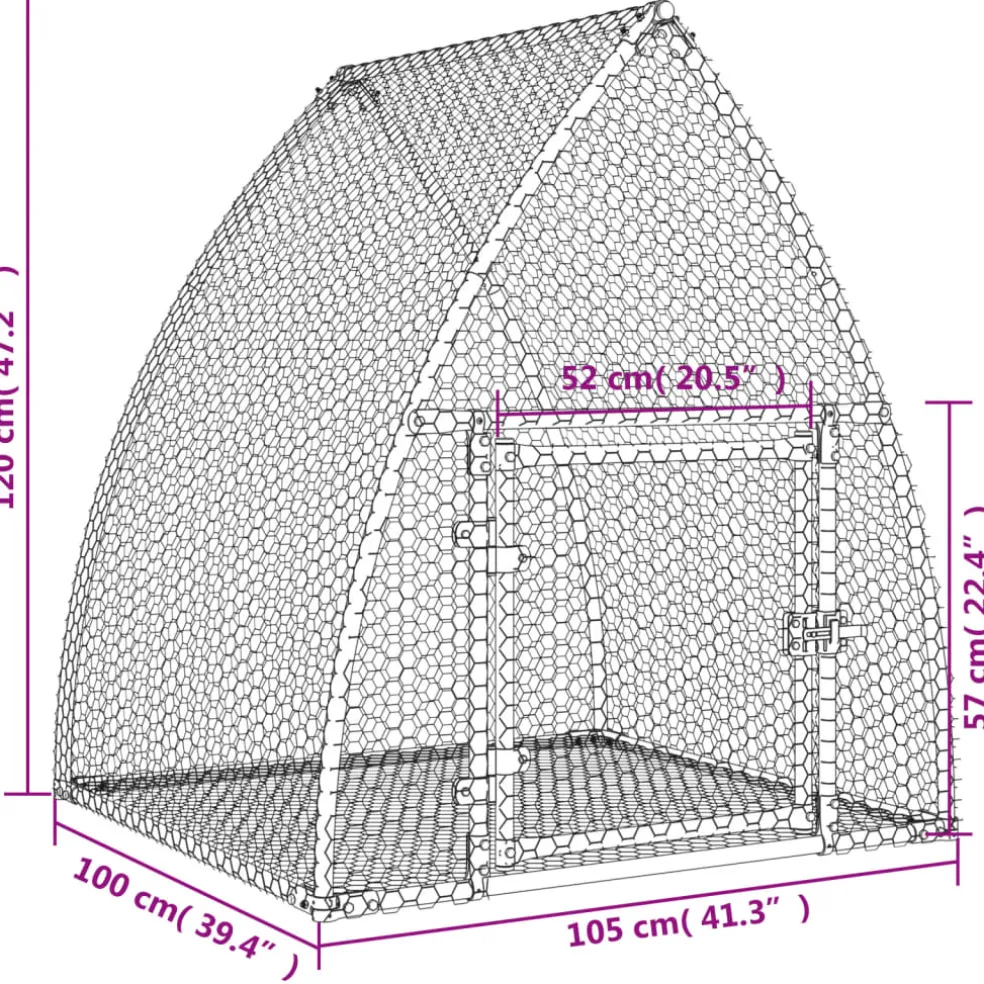 vidaXL Konijnenhok 105x100x120 cm gegalvaniseerd staal zilverkleurig