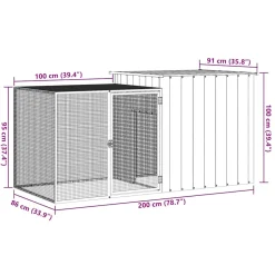 vidaXL Konijnenhok 200x91x100 cm gegalvaniseerd staal antracietkleurig