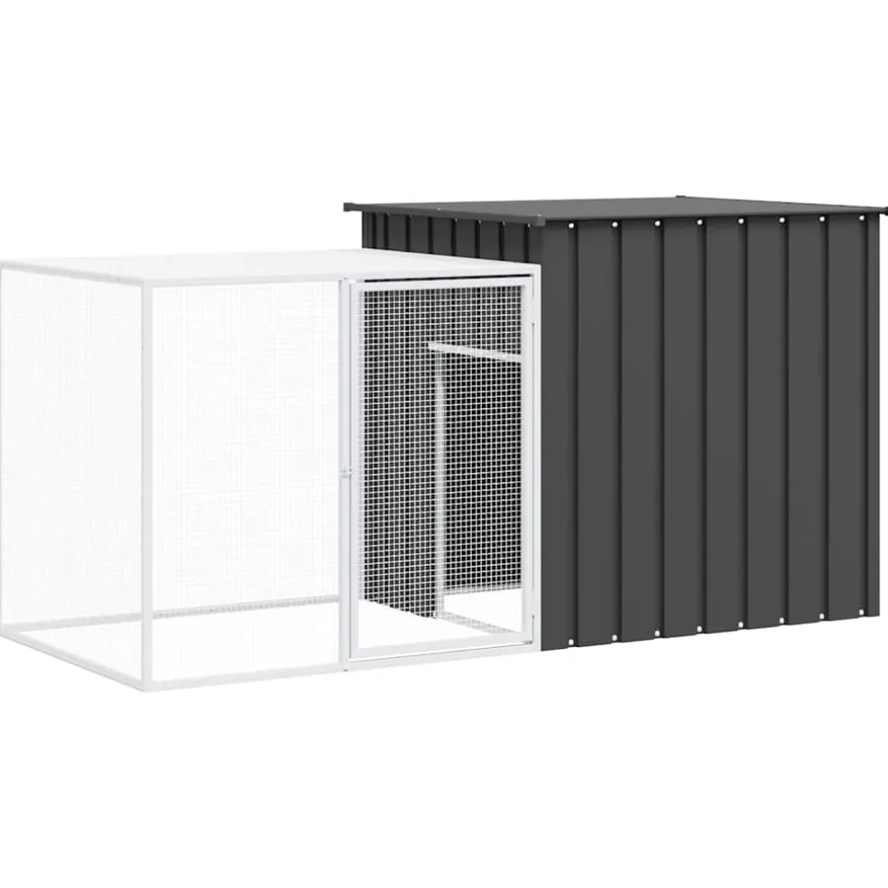 vidaXL Konijnenhok 200x91x100 cm gegalvaniseerd staal antracietkleurig