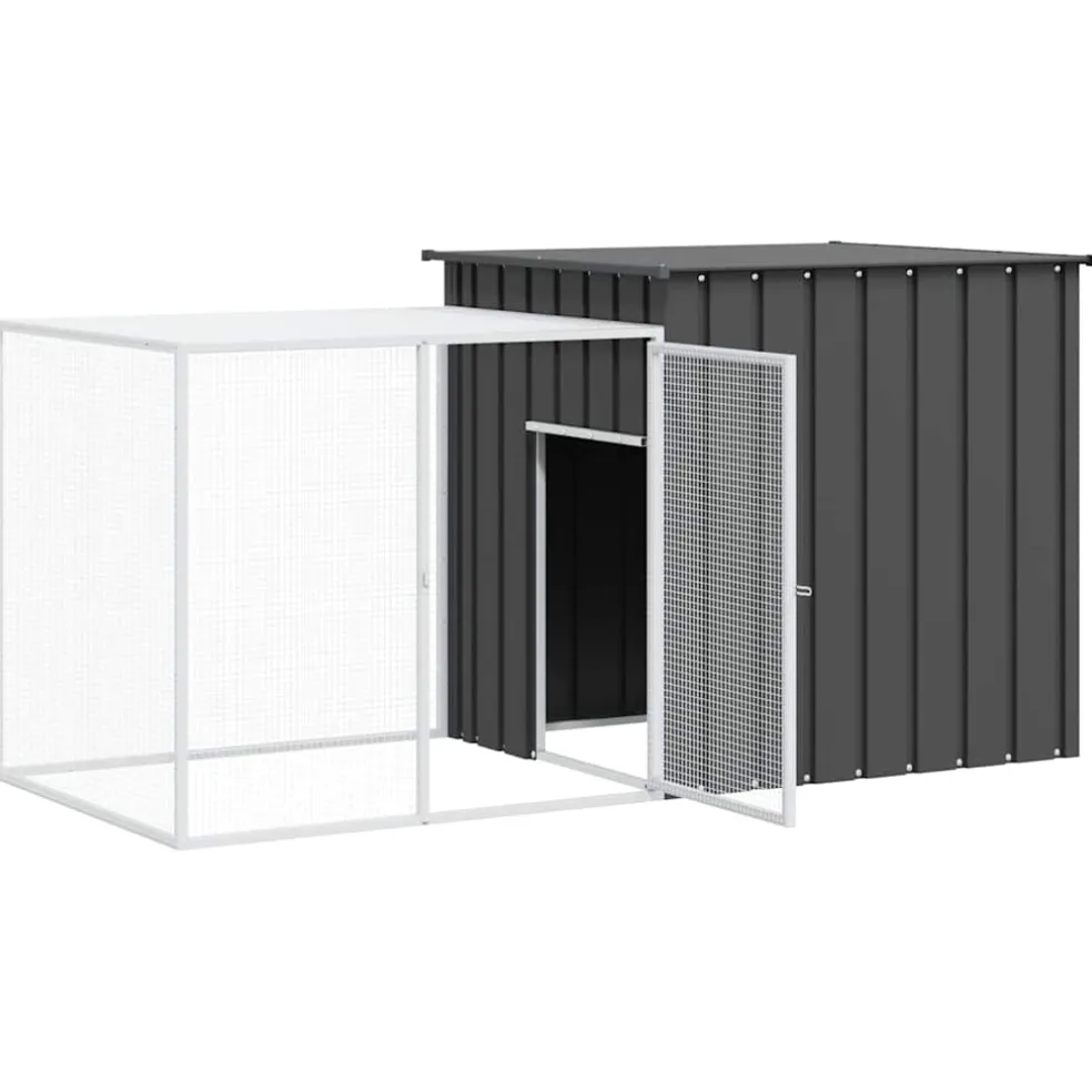 vidaXL Konijnenhok 200x91x100 cm gegalvaniseerd staal antracietkleurig