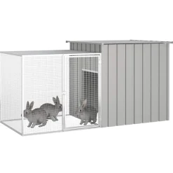 vidaXL Konijnenhok 200x91x100 cm gegalvaniseerd staal grijs