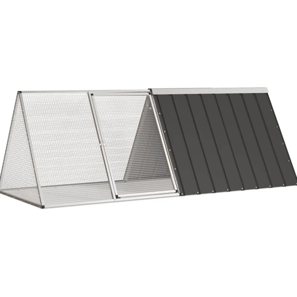 vidaXL Konijnenhok 201,5x80,5x71 cm gegalvaniseerd staal antraciet