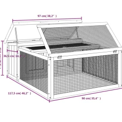 vidaXL Konijnenhok 100,5x54x55 cm massief grenenhout mokkakleurig