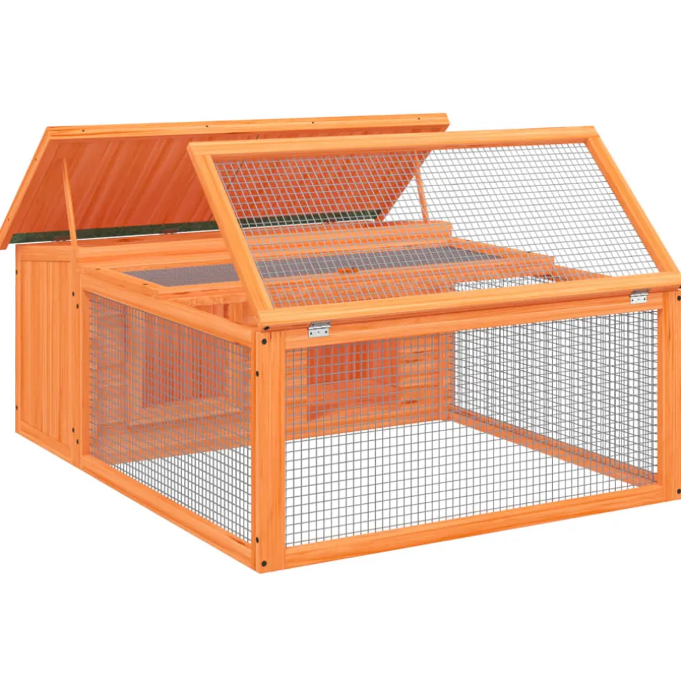 vidaXL Konijnenhok 117,5x97x47,5 cm massief grenenhout bruin