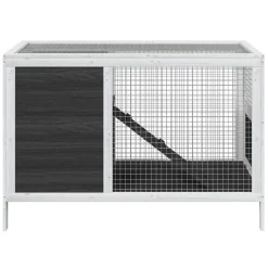vidaXL Konijnenhok 103x44x69,5 cm massief grenenhout grijs