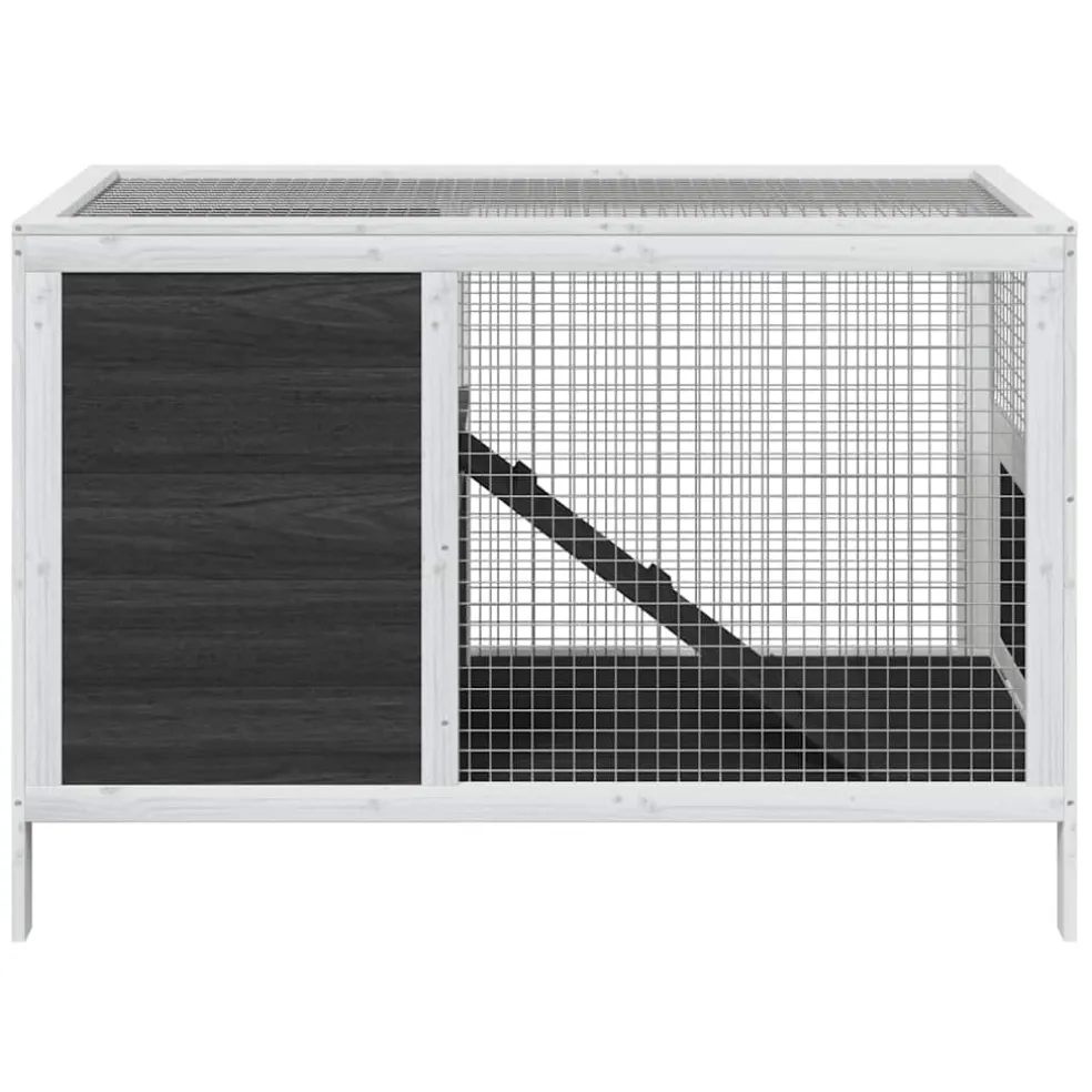 vidaXL Konijnenhok 103x44x69,5 cm massief grenenhout grijs