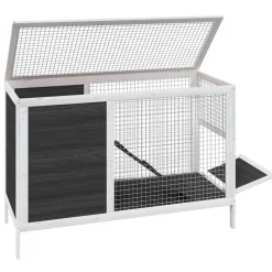 vidaXL Konijnenhok 103x44x69,5 cm massief grenenhout grijs