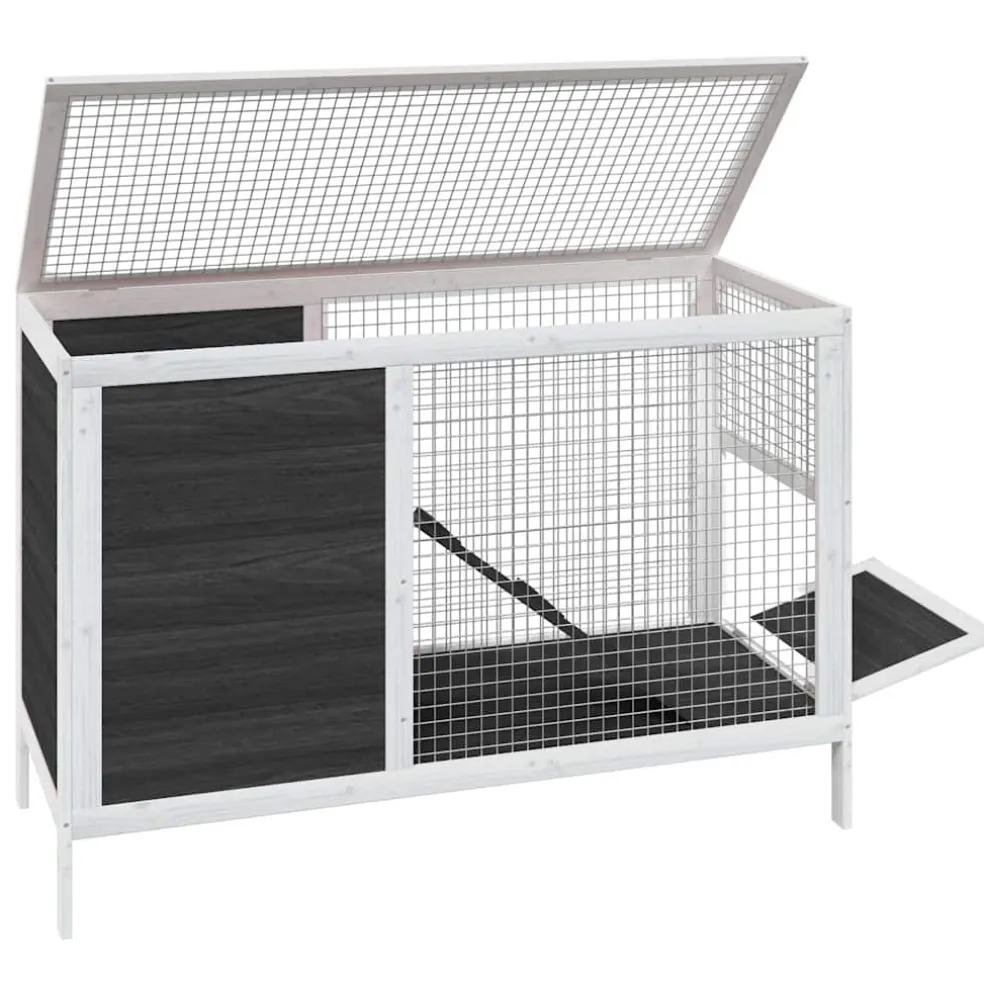 vidaXL Konijnenhok 103x44x69,5 cm massief grenenhout grijs