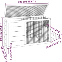 vidaXL Konijnenhok 103x44x69,5 cm massief grenenhout grijs